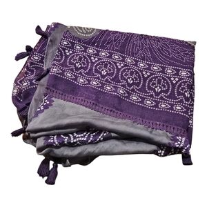 ✨ FRAAS Oversized Wild Rag Scarf | Purple Boho Western Paisley Tassels & Sequins